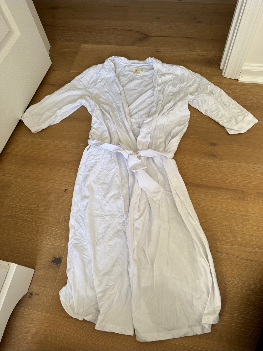 Women's White Wrap Robe with Waist Tie